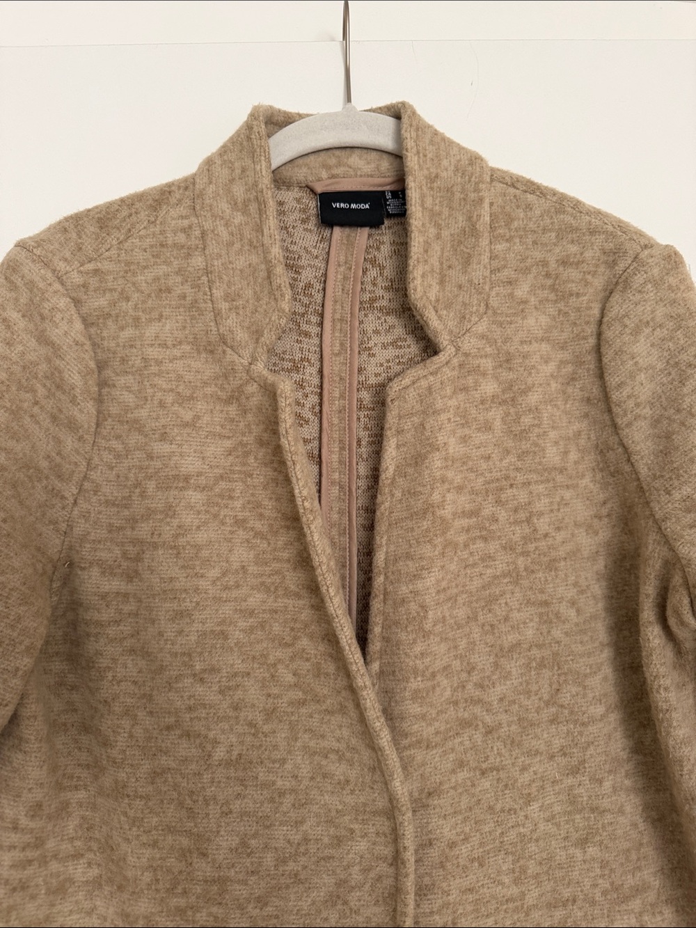 Vero Moda Tan Collarless Blazer Jacket